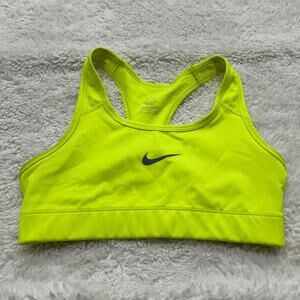 Nike Womens Sports Bra Logo Neon Yellow Sz S Preppy Cheer Sports